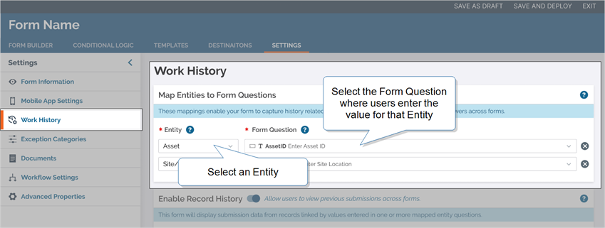 Form Settings Mappings